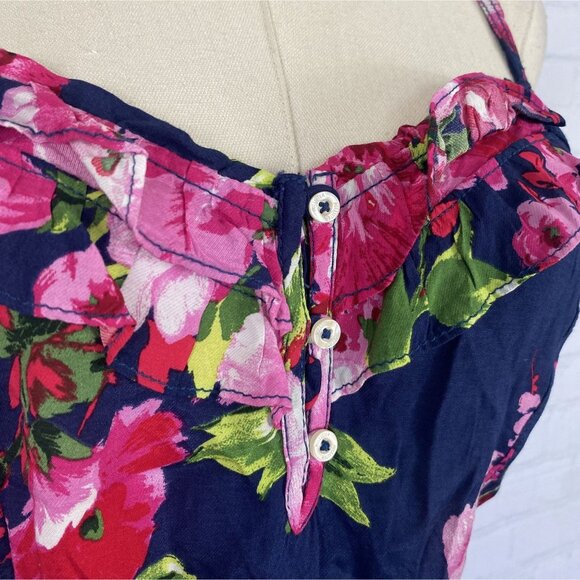 ⭐ 3/$15 Hollister Small Blue Pink Floral Y2K Ruffle Babydoll Mini Dress - Picture 5 of 11
